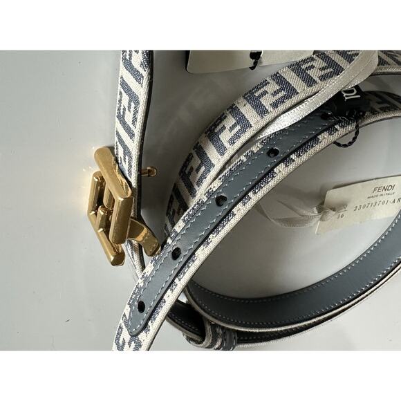 Fendi FF Gold Buckle Reversible Slim Gray Belt 95/38 Italy 8C0719 NWT $550 - Picture 6 of 8